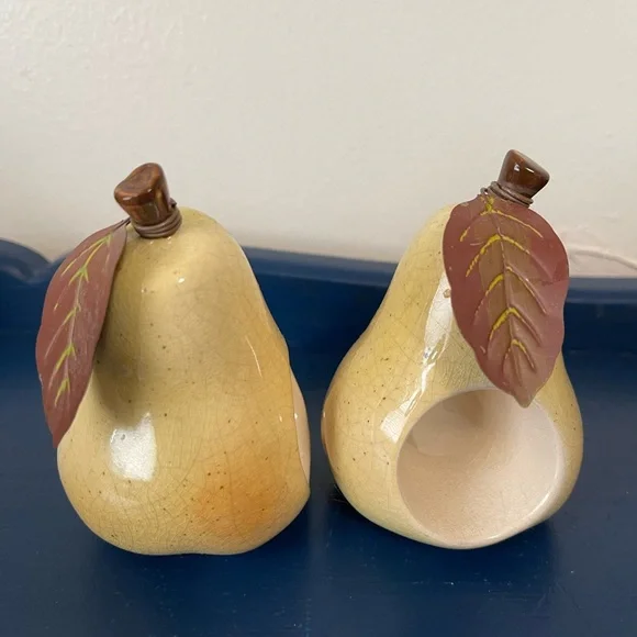 Russ Pear and Pumpkin Napkin Rings - Green, Orange, Yellow - Picture 2 of 6